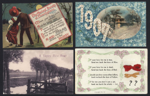 WORLD - Picture PostcardsGreetings & Sentimental Cards: mostly British & Australian early 19th century selection including Christmas & New Year greeting types majority with floral designs, nearly all with messages or postally used to the same addressee in Clifton Hill, Melbourne. (65+)