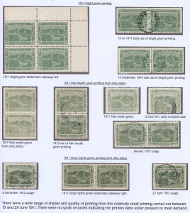 TASMANIA: 1899-1912 balance of specialist Pictorials collection with 1899-1900 Wmk 'TAS' 2½d indigo pale shade mint; Litho V/Crown P.11 ½d (marginal) & P12½ mint blocks of 4; 1905-11 Typo using Electrotyped Plates ½d from the 1911 Printing including P.1