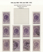 SOUTH AUSTRALIA: 1904-11 (SG.284-292 range) Thick 'POSTAGE' Watermark Crown/SA selection on leaves comprising 6d mint (4) and used (9, one perf 'OS', five perf 'SA'), 8d mint (6) and used (8, one perf 'OS'), 9d mint (10, one perf 'OS') and used (6, two ea - 3