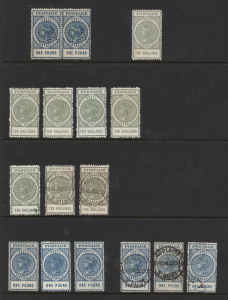 SOUTH AUSTRALIA: 1904-11 (SG.284-292 range) Thick 'POSTAGE' Watermark Crown/SA selection on leaves comprising 6d mint (4) and used (9, one perf 'OS', five perf 'SA'), 8d mint (6) and used (8, one perf 'OS'), 9d mint (10, one perf 'OS') and used (6, two ea