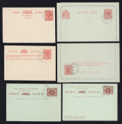 VICTORIA - Postal Stationery: CTO selection all with MELBOURNE 'AP18/01' datestamps comprising Postal Cards 1d, 1d+1d, 1&frac12;d & 1&frac12;d+1&frac12;d, Letter Cards 1d & 2d, Envelopes 1d & 2d, 3d Size F Registration Envelope and &frac12;d and 1d Wrappers; spotting on the Wrappers