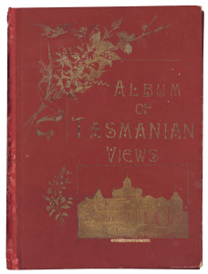 AUSTRALIAN PICTURE POSTCARDS: AUSTRALIAN STATES: "Album of Tasmanian Views" published by J.Walch & Sons c.1900, dedication at reverse with personalised stamp adhered below, also VSM "stamps" cards for Queensland, SA, Tasmania (creased), Victoria & WA. (6 items)