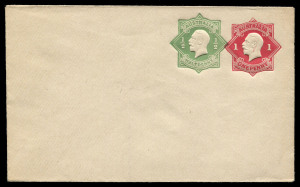 AUSTRALIA: Postal Stationery: Envelopes: Selection comprising 1918-19 1d Red Die 4 + ½d Green KGV Star Embossed BW: EP14 unused, 1923-30 'THREE HALFPENCE' on 2d Red BW: EP26 unused, also 1924-28 1d KGV Star 1d Green PTPO for 'MMBW' used, unsealed flap; Ca