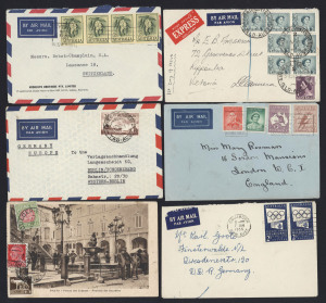 AUSTRALIA: Postal History: 1930s-60s pre-decimal array including registered, express, censored & military mail, solo frankings & scarcer airmail rates; plus FDCs, postal stationery, and a few replica cards of pre-decimal stamps etc. Nice variety.(100+)