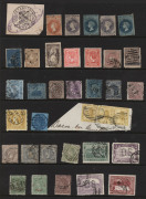 AUSTRALIAN COLONIES & STATES - General & Miscellaneous Lots: Assortment from all States with imperf and rouletted issues, NSW & Victoria to 5/-, South Australia well represented; also covers & postal stationery, revenues & registration labels; postmark in - 3