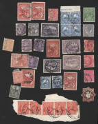 AUSTRALIAN COLONIES & STATES - General & Miscellaneous Lots: Assortment from all States with imperf and rouletted issues, NSW & Victoria to 5/-, South Australia well represented; also covers & postal stationery, revenues & registration labels; postmark in - 4