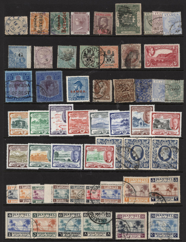 WORLD - General & Miscellaneous: British Commonwealth array with useful material mint or used incl. Silver Jubilee & KGVI sets, British Possessions/Overprinted issues in quantity; also nice old "Imperial" album with a few stamps, plus postmarks on album p