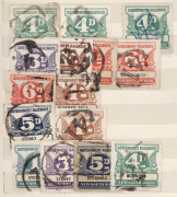 NEW SOUTH WALES: RAILWAY STAMPS: 1890s-1970s disorganised array in stockbook with pre-decimals 1891-1917 to 3/- incl. 3d blue (2) & 6d (3, in red, plus two orange shades) & 1/- (3), 1929-48 to 2/- (4), duplicated Decimals to $5 (11) & $10 incl. $4 block - 3