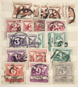 NEW SOUTH WALES: RAILWAY STAMPS: 1890s-1970s disorganised array in stockbook with pre-decimals 1891-1917 to 3/- incl. 3d blue (2) & 6d (3, in red, plus two orange shades) & 1/- (3), 1929-48 to 2/- (4), duplicated Decimals to $5 (11) & $10 incl. $4 block - 2