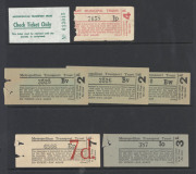 WESTERN AUSTRALIA: Selection with 1952 Train & Bus Series 9d (2), 2/- (2) & 10/-, 1966 15c, 40c(2), 45c & 60c, 1975-78 Westrail to 50c & $1.50, 1979-82 Westrail decimal meters (6); also TASMANIA 1966-68 Decimals to 80c plus some Hobart Municipal Trams and - 2