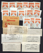 WESTERN AUSTRALIA: Selection with 1952 Train & Bus Series 9d (2), 2/- (2) & 10/-, 1966 15c, 40c(2), 45c & 60c, 1975-78 Westrail to 50c & $1.50, 1979-82 Westrail decimal meters (6); also TASMANIA 1966-68 Decimals to 80c plus some Hobart Municipal Trams and - 3