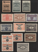 AUSTRALIA: Cinderellas: MOTOR SPIRIT RATION TICKETS: 1940s group with issues for South Australia (17) comprising headed 'SOUTH AUSTRALIA' (11) incl. 2 Gallons & 5 Gallons blocks of 4 and headed 'SA' (6) to 5 Gallons; single 1 Gallon tickets for Tasmania & - 2