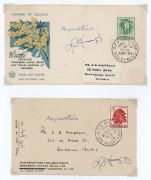 AUSTRALIA: Other Pre-Decimals: 1959-64 Flowers single issues on individual FDCs signed by stamp engraver Bruce Stewart comprising 1/6d (2), 2/-, 2/3d Yellow Wattles (2), 2/3d White Wattles (2), 2/5d (2), 3/- (2) plus 5/- Cattle (2); also set of 6 Flowers - 2