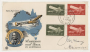 AUSTRALIA: Other Pre-Decimals: 1964 (SG.370-71) 50th Anniversary of Airmail copy of original pen & ink drawing of the design for the issue, signed by designer Kevin McKay and engraver Peter Morriss, also FDC signed by McKay & Morriss, plus a signed copy o - 2