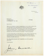 ANTARCTICA: DR PHILLIP LAW - ANTARCTIC EXPLORER & FORMER 'ANARE' LEADER: celebratory group of items including 2004 signed letter from John Howard congratulating Dr Law on the 50th Anniversary of the Establishment of the Mawson Antarctic Base stating "I v - 5