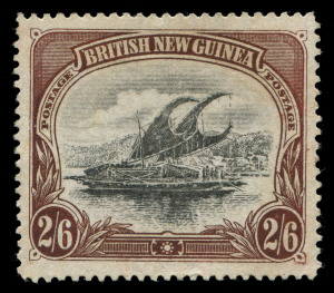 PAPUA: 1901-05 (SG.16) BNG, Watermark Vertical, Thick Paper 2/6d black & brown, very well centred, unused, Cat, £6000. Rare!