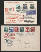 GERMANY - Aerophilately & Flight Covers: ZEPPELIN FLOWN COVERS & CARDS: 19 May 1930 On Board cds tying 2RM Zeppelin on South America Flight postcard with CABO VERDE arrival cds; also, three covers (incl. one reg'd) carried on the May 1936 first Europe - - 2