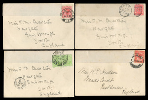 AUSTRALIAN PICTURE POSTCARDS: AUSTRALIA: "Links of Empire" series postcards for the Royal Visit by the Duke & Duchess of York to open the First Federal Parliament in Melbourne on 9th May 1901 comprising No 6 (Kangaroo), No 7 (Parliament House, Adelaide), No 8 (Sydney Harbour) & No 9 (Brisbane), the former with Victoria 1d pink tied by Melbourne '6/5/01' datestamp, others with datestamps of the relevant cities tying the stamps. (4)