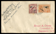 NEW GUINEA - Aerophilately & Flight Covers: 1 Feb.1938 (AAMC.P125) Sydney - Port Moresby - Kerema - Madang cover, flown by Barbara Hitchins; on Ray Kelly Gold Medal exhibit page, with a map of the flown route. Hitchins departed Port Moresby on Feb.1st but