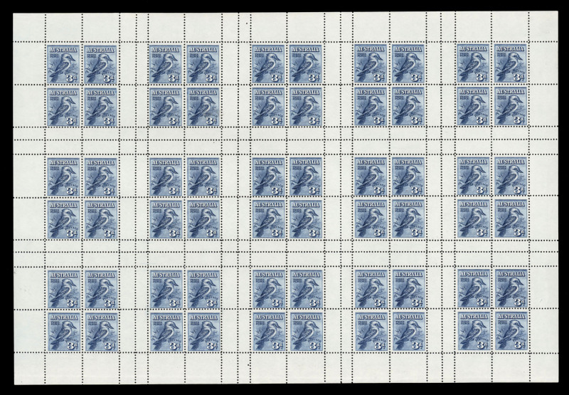 AUSTRALIA: Other Pre-Decimals: 1928 (SG.MS106a) International Philatelic Exhibition 3d blue Kookaburra M/S complete sheet comprising 15 sheetlets (5x3), superb unmounted overall, BW.133MS - Cat.$5625+. 