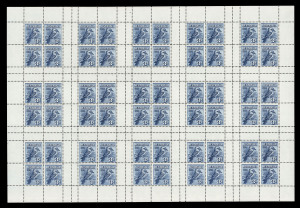 AUSTRALIA: Other Pre-Decimals: 1928 (SG.MS106a) International Philatelic Exhibition 3d blue Kookaburra M/S complete sheet comprising 15 sheetlets (5x3), superb unmounted overall, BW.133MS - Cat.$5625+.