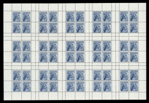 AUSTRALIA: Other Pre-Decimals: 1928 (SG.MS106a) International Philatelic Exhibition 3d blue Kookaburra M/S complete sheet comprising 15 sheetlets (5x3), superb unmounted overall, BW.133MS - Cat.$5625+. 