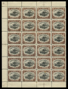 PAPUA: 1907-10 (SG.48, 48a) Large 'PAPUA' 2/6d watermark sideways, perf 11, complete sheet (fifth column separated) with variety "POSTAGIE" at left [R1/5, Cat. £1700], some gumside blemishes and perf reinforcements, total Cat. £3875+. - 2