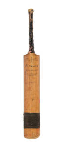 DON BRADMAN, signature on match-used "Alexander" Cricket Bat. Fair/Good condition.