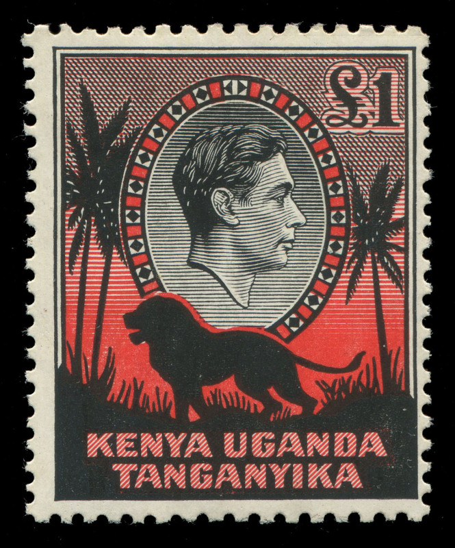 KENYA, UGANDA & TANGANYIKA: 1938-54 (SG.131-150) 1c to £1 (5) mint set with all Gibbons listed perfs & shades, plus 50c "Rope not joined to sail" (used) and 50c "Dot removed", few toned stamps or with streaky gum, generally fine mint, a few stamps MUH, Ca