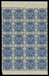 AUSTRALIA: Other Pre-Decimals: 1948-56 (SG.224c) £1 Arms block of 20 (4x5), tiny adhesion in upper margin, stamps fresh MUH, Cat. £840++ (BW:270 - Cat $1500+.)