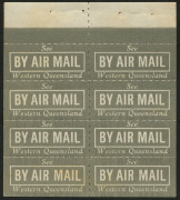 AUSTRALIA: Aerophilately & Flight Covers: 1931 Qantas 'See/BY AIR MAIL/Western Queensland' white/grey booklet pane of 8 (Frommer 38b), superb unmounted, Cat $250.