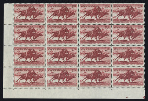 AUSTRALIA: Other Pre-Decimals: 1959-64 (SG.327a) 5/- Cattle White Paper lower-left corner block of 16, with perf pip at base, superb centring, fresh MUH, BW:373bc - Cat $2750+