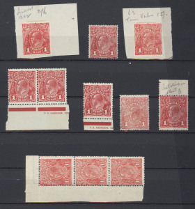 1913-50s mostly mint assortment in stockbook with 1d red Engraved (72) incl. multiples, KGV Heads mint to 5d on 4½d incl. Smooth 1d red pair & single each with part Harrison imprints, Rough Paper 1d red Inverted Wmk & 1d red "Thin Penny" retouch, SMult 4
