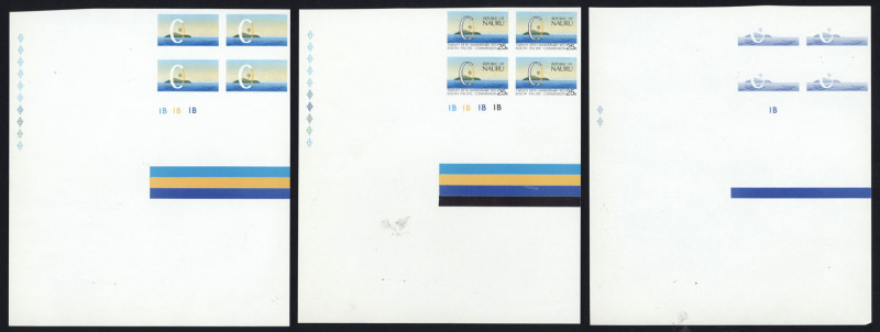 NAURU: 1972 25th Anniversary of South Pacific Commission Format International colour separation proofs in imperforate sheet corner blocks of 4, on unmounted gummed paper. (7 items)