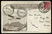 SOUTH AFRICA - Aerophilately & Flight Covers: 1911 (30 Dec) 'FIRST SOUTH AFRICAN AERIAL POST' illustrated (monoplane over Table Mountain) Kenilworth-Muizenburg second flight postcard, addressed to UK with KEVII 1d tied by 'FIRST SOUTH AFRICAN/KENILWORTH/