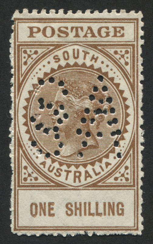SOUTH AUSTRALIA: 1906-12 (SG.305 var.) Wmk Crown/A Thick 'POSTAGE' 5/- Long Tom variety state official with "'SA' perfin doubled", fine mint.