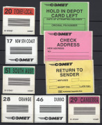 AUSTRALIA: Cinderellas: Collection in two large & one small stockbook with "Stamp News" beer duty & 'PALS' facsimiles, Unadopted Essays souvenir sheets, stamp show emissions, "Comet" transport labels, various other parcels labels and post office stationer - 3