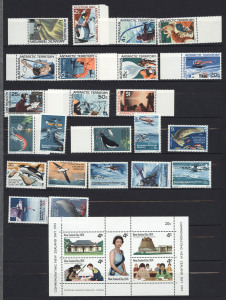 WORLD - General & Miscellaneous: Balance of a consignment with Australia decimal mint multiples, Replica Cards (in expensive Lighthouse album), Australian Territories incl AAT 1966 Pictorials set MUH, New Zealand 1944-47 Life Insurance set mint, 1971 50c Park "Missing apple-green (hill at right)" SG.932a, 1980s-90s M/Ss (+ few earlier Health M/Ss) plus Seven Seas hingless 1953-78 album (no stamps); early "Lincoln" album with smattering of stamps, NSW motor spirit ration tickets (5),