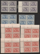 AUSTRALIA: Other Pre-Decimals: 1928-36 small accumulation including 1931 Kingsford Smith (8 sets in blks.4 + extras), 3d Bridge Imp.blk.4, 3d Victoria blks.4 (x2), some Plate blks., etc. Mixed condition. (90). - 2