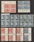 AUSTRALIA: Other Pre-Decimals: 1928-36 small accumulation including 1931 Kingsford Smith (8 sets in blks.4 + extras), 3d Bridge Imp.blk.4, 3d Victoria blks.4 (x2), some Plate blks., etc. Mixed condition. (90). - 3