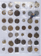 Coins & Banknotes: General & Miscellaneous Lots: Accumulation on stocksheets and hagners with tokens incl, Tasmania 1850 Joseph Moir (wholesalers) one penny, Victoria 1862 T. Stokes 'IN VINO VERITAS' one penny, New Brunswick 1843 half-penny, New Zealand - 4