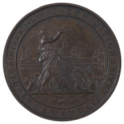 Collectables: Exhibitions: SYDNEY INTERNATIONAL EXHIBITION, 1879, in bronze (76mm), by J.S. & A.B.Wyon, no stop after CCC in date. The reverse, depicting Australia flora, was designed by James Sayers.