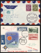 ISRAEL - Postal History: FIRST & SPECIAL FLIGHTS: 1947-61 collection of flown covers in 2 albums, nearly all registered; including Jan.1947 Boston - Lod  FAM27, Apr.1951 Lod - Tokyo by S.A.S., Nov.1954 Lod - Los Angeles via North Pole route by S.A.S., Jul - 3