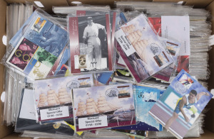AUSTRALIA: Decimal Issues: MAXIMUM CARDS: 1980s-2000s Maximum Card accumulation in two cartons including International Post, mostly cancelled on FDI, heavy duplication throughout, many still in retail cello packs indicating a huge initial cost. Substantial "Postage" value for postcard usage to International destinations. (1000s)