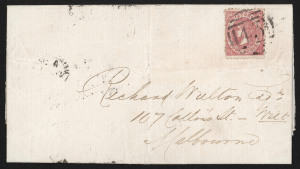 VICTORIA - Postal History: 1860 (May 2) entire from digger Eugene Ross to Melbourne with 4d Emblem perf 12 SG.87 tied by fine BN '43' of (Rated 3R), on reverse FRYER'S CREEK 'MY2/1860' crown oval departure datestamp (also Rated 3R) and MELBOURNE code A arrival datestamp.