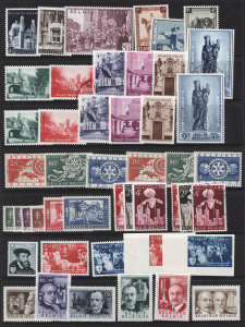 BELGIUM: 1954-1985 mostly mint collection on hagners incl. 1954 National Landmarks, 1954 Renovation Fund set mint & used, 1955 Culture Fund TB Fund sets, 1957 Patton in MUH blocks of 4, 1960 Refugees M/S, 1985 12fr Pope proof with embossed seal beneath, quite a few 1960s-80s M/Ss etc; condition generally fine/very fine mint, often MVLH or MUH, few used; high catalogue value.