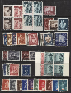 WORLD - General & Miscellaneous: Bulgaria & Croatia mint & used in binder with Croatia 1941-45 sets & M/S incl. 1941 Pictorials set of 19 in blocks of 4 mint, 1941 Red Cross set of three sheetlets, 1942 Philatelic Congress 18k+9k block of 4, plus M/S, Bulgaria 1889-2000s with strength in 1950s-80s sets and part-sets with lots of thematic interest; condition a little variable but mostly fine. (100s)