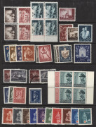 WORLD - General & Miscellaneous: Bulgaria & Croatia mint & used in binder with Croatia 1941-45 sets & M/S incl. 1941 Pictorials set of 19 in blocks of 4 mint, 1941 Red Cross set of three sheetlets, 1942 Philatelic Congress 18k+9k block of 4, plus M/S, Bul
