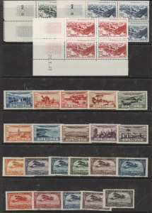 FRENCH COMMUNITY: 1880s-2000s most mint collection on hagner incl. Reunion 1885-86 25c on 40c imperforate pair used, Fournier Peace & Commerce forgeries, 1961 CFA 500f on 10f block of 4 MUH, Morocco 1922 Air set mint & 1949 UPU in corner blocks of 4 MUH plus Tangier 1928 Flood Relief Fund mint, Oceanic Settlements 1941 'FRANCE LIBRE' Opts set mint, Tahiti 25c on 1fr forgery, other representations from Central African Republic to 500fr and imperfs to 300fr, Malagasy to 500fr,