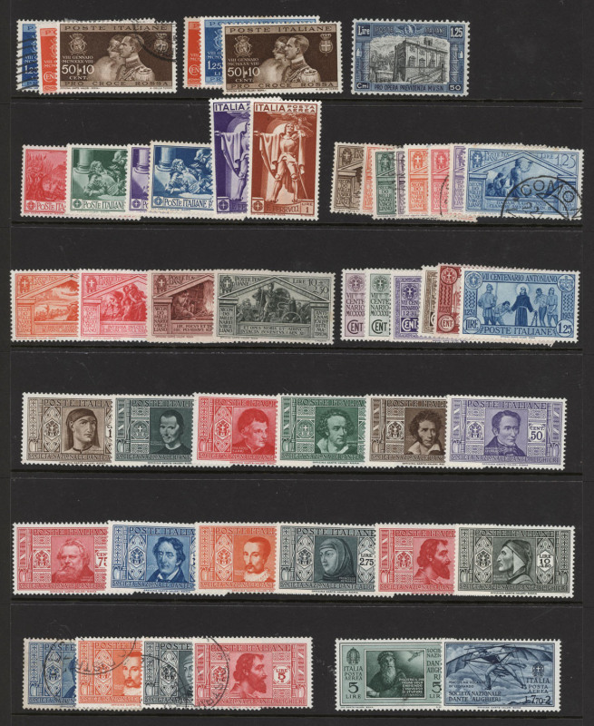 ITALY: 1930s-51 mint and used collection on hagners short/part sets & sets incl. 1930 Vergil 5l+1.50l & 10l+2.50l mint, 1930 Portraits mint plus 5l+2l used, 1932 Garibaldi 1.75l +25c & 5l+1l mint, 1933 Zeppelin Air set unused (no gum), 1934 Football set (